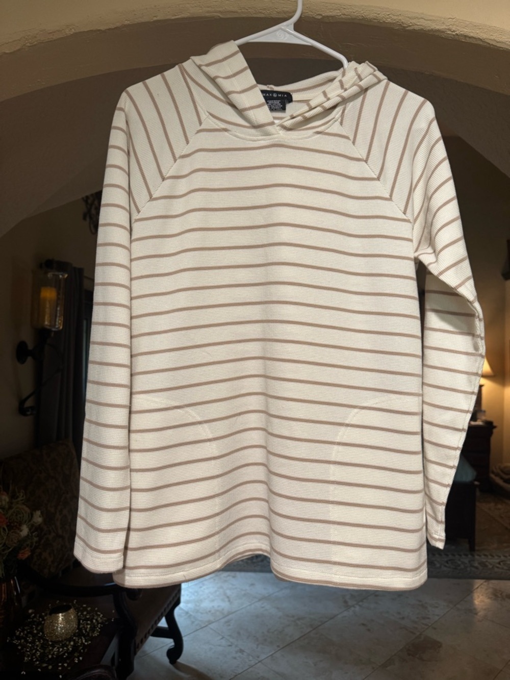 Max & Mia Striped Cotton Blend Hoodie
